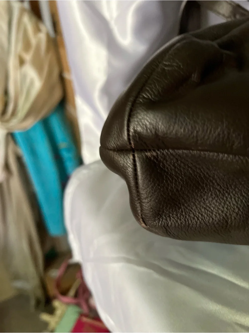 Coach Brown Leather Shoulder Bag with Gold Buckle